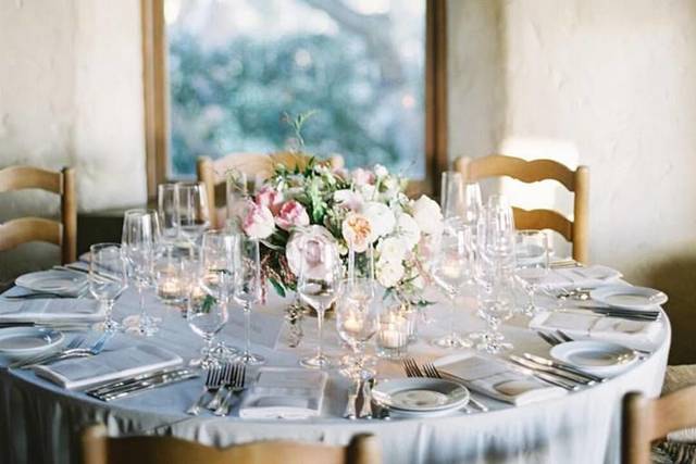 Table setup with centerpiece