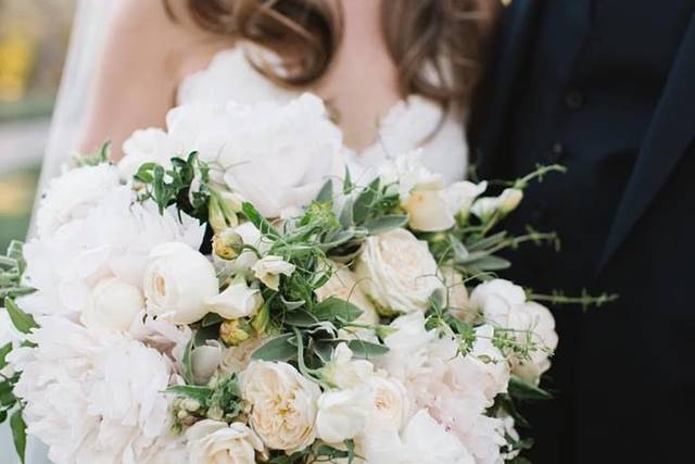 The bride holding her bouquet