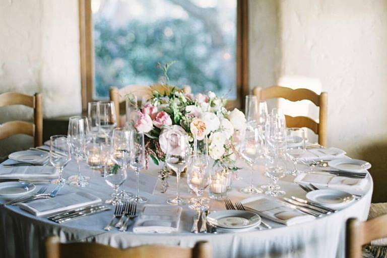 Table setup with centerpiece