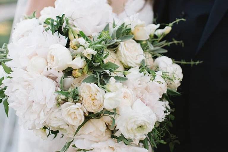 The bride holding her bouquet