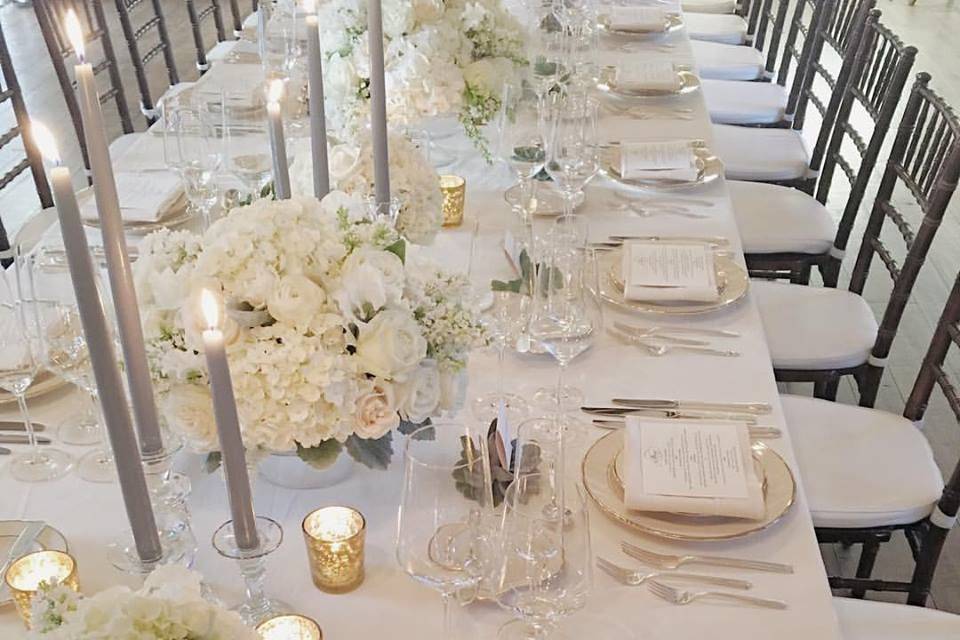Table setup with centerpiece