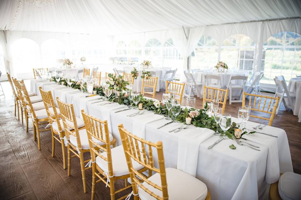 White and Greenery Head Table