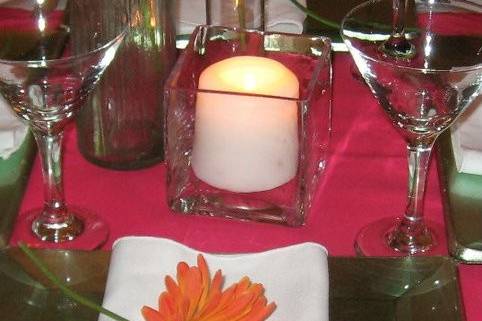 Table set-up with candle centerpiece