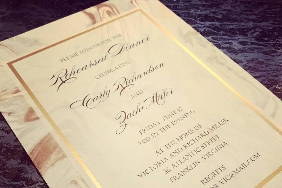 Gold Foil Pressed and Watercolor Invitation