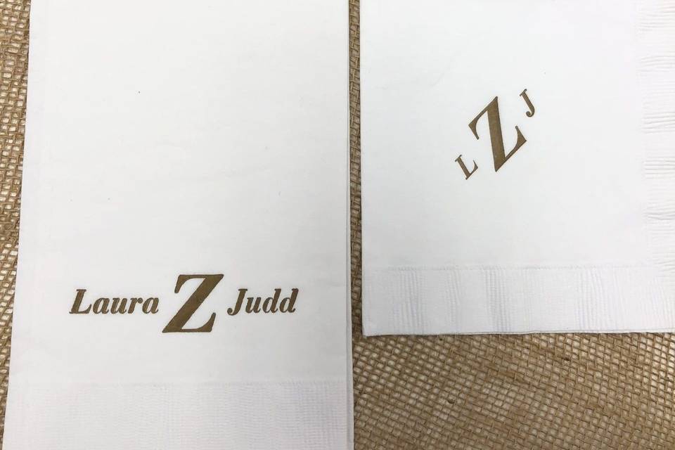 Personalized Cocktail Napkins and Guest Towels