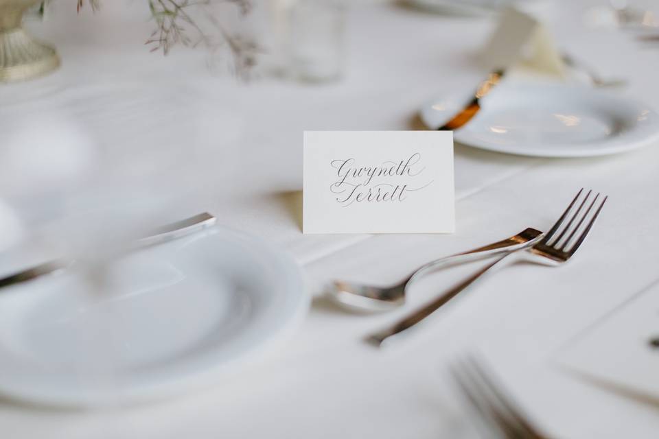 Copperplate place card