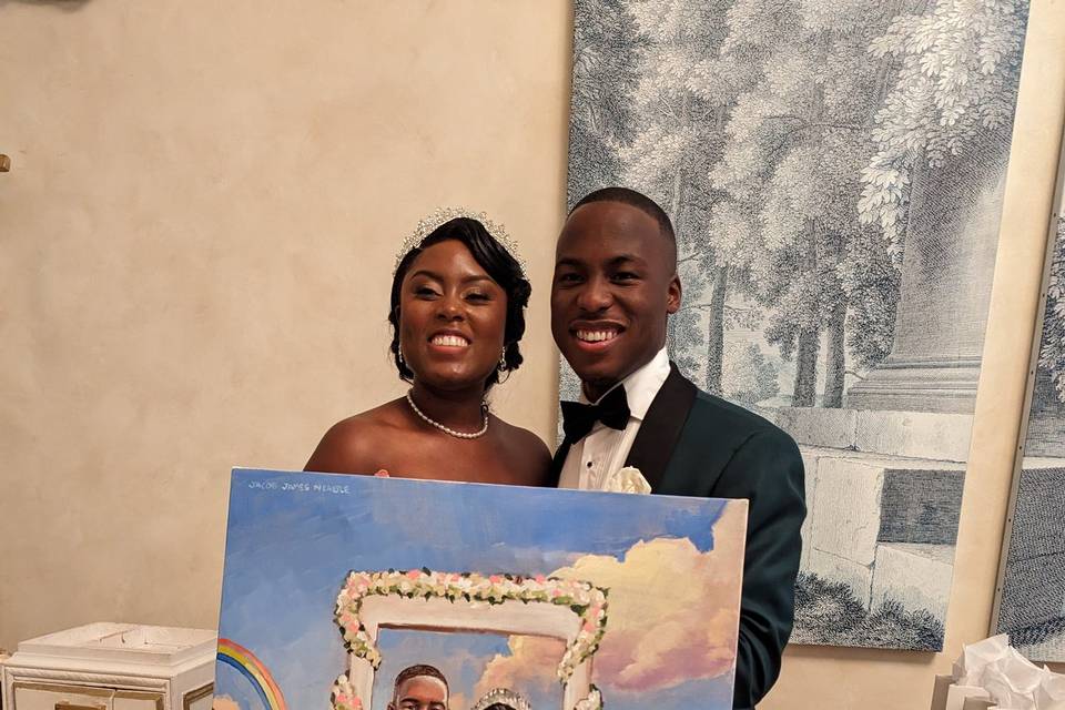 Bride & Groom With Painting