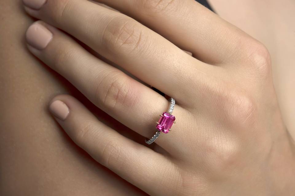 Pink Tourmaline Engagement Rin