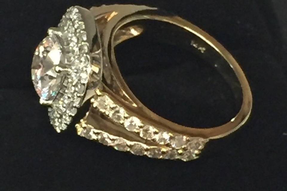 Custom made split shank Halo ring.