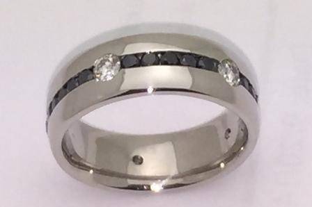 Gents custom made black and white diamond band. Customer concept our design.