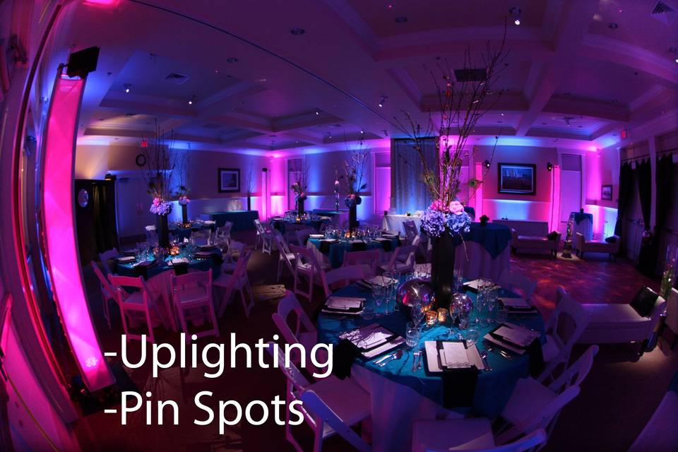 Uplighting and pin spots
