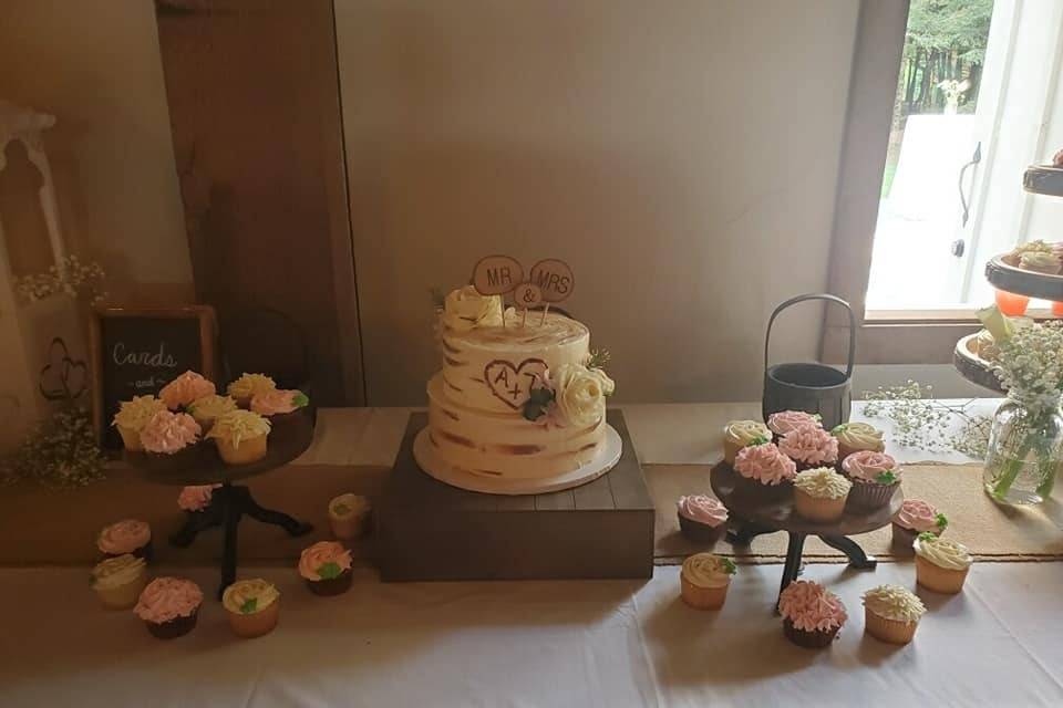 Wedding Cake and Cupcakes