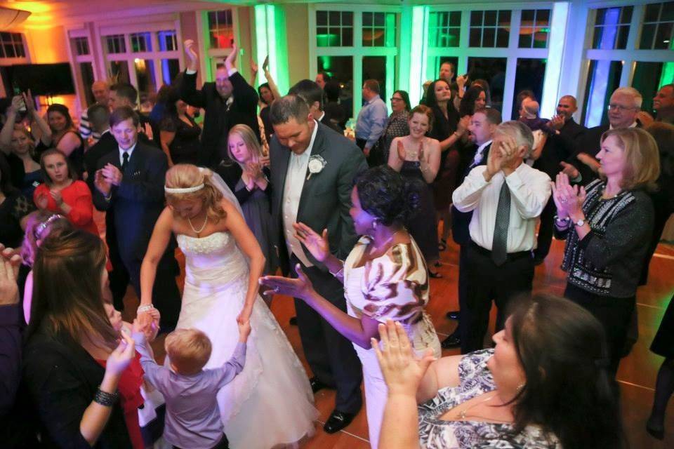 The bride and groom with guests