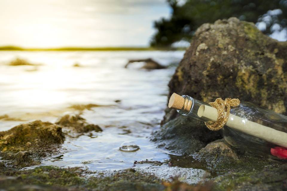 A message in a bottle.