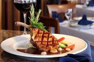 Garlic Pepper Crusted Veal Chop with Pearl Onion Demi