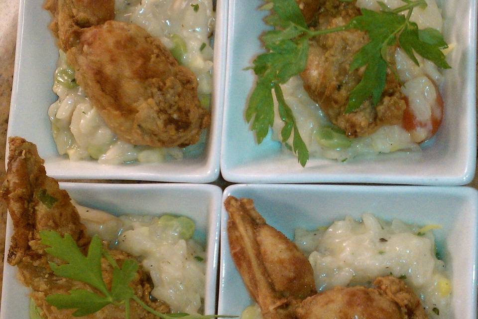 Crispy Frog Legs with Truffle Risotto