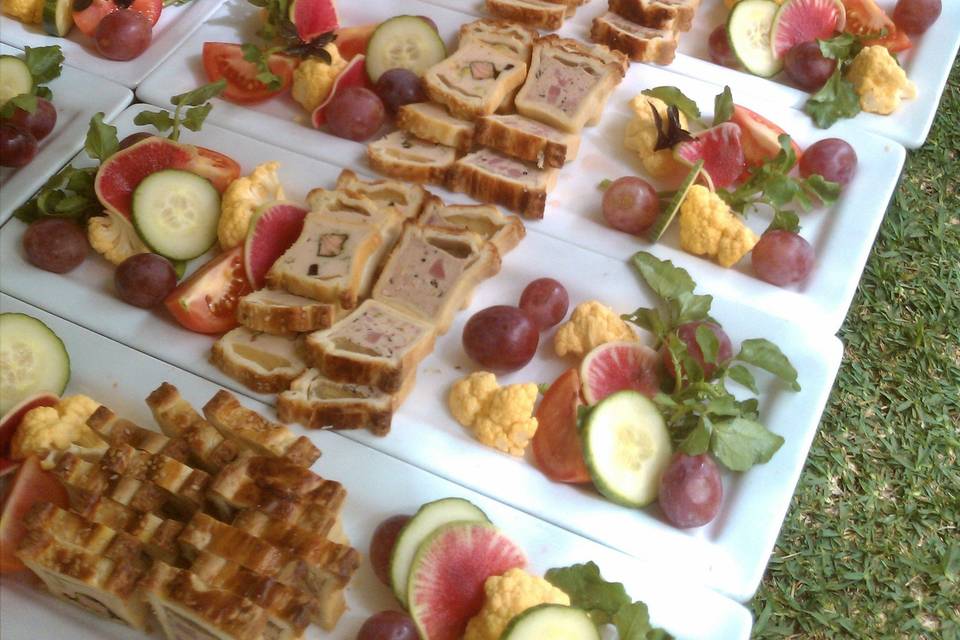 Family Style Snack, Duck Pate Terrine and Fruit