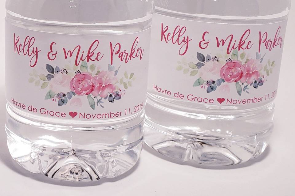 Coral Peony Water Labels