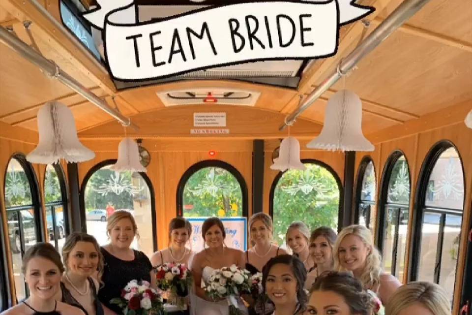 Bridesmaids' ride to church