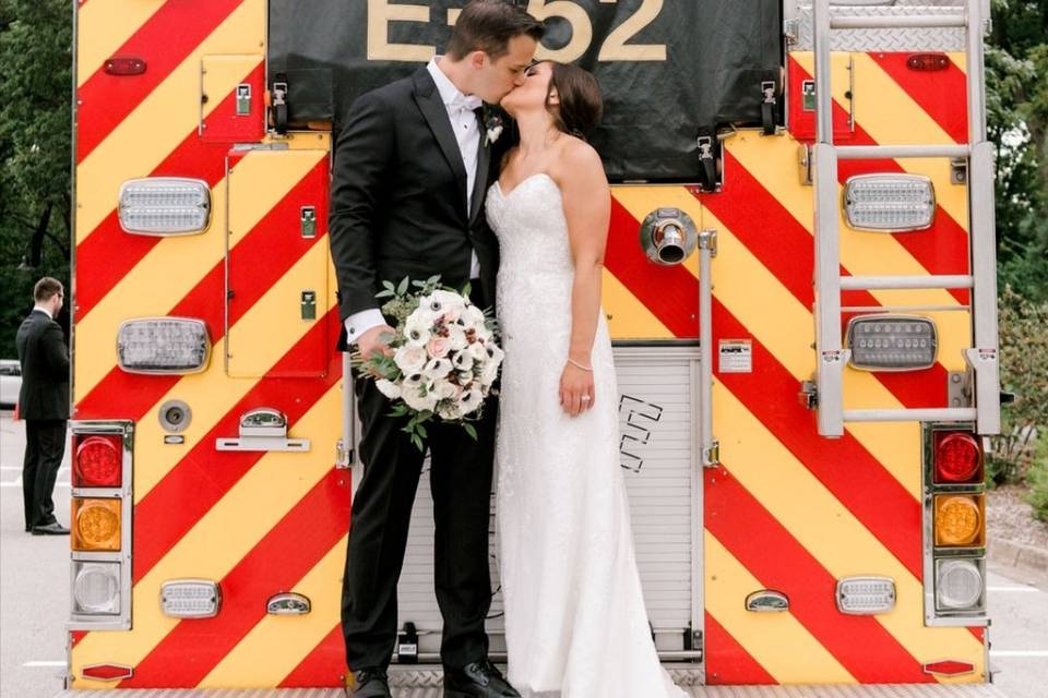 Firefighter and his bride