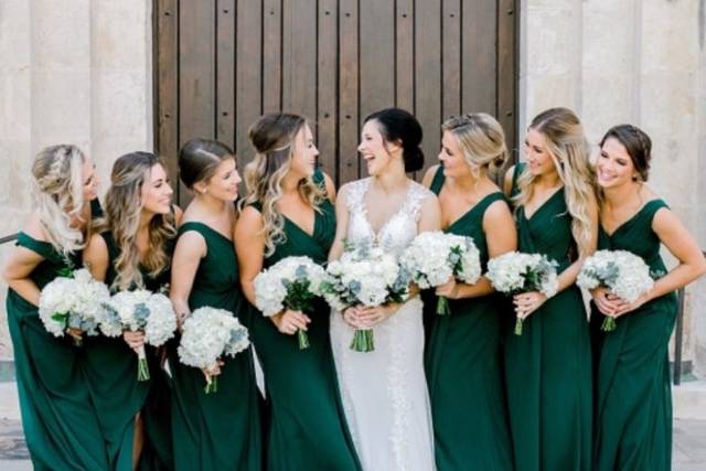 Happy bride and bridesmaids
