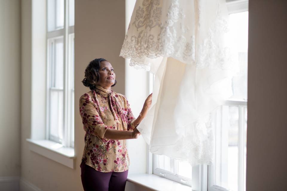 Examining the gown