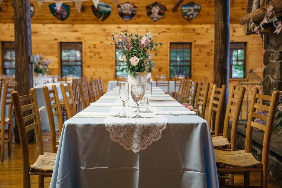 Table setup with centerpiece