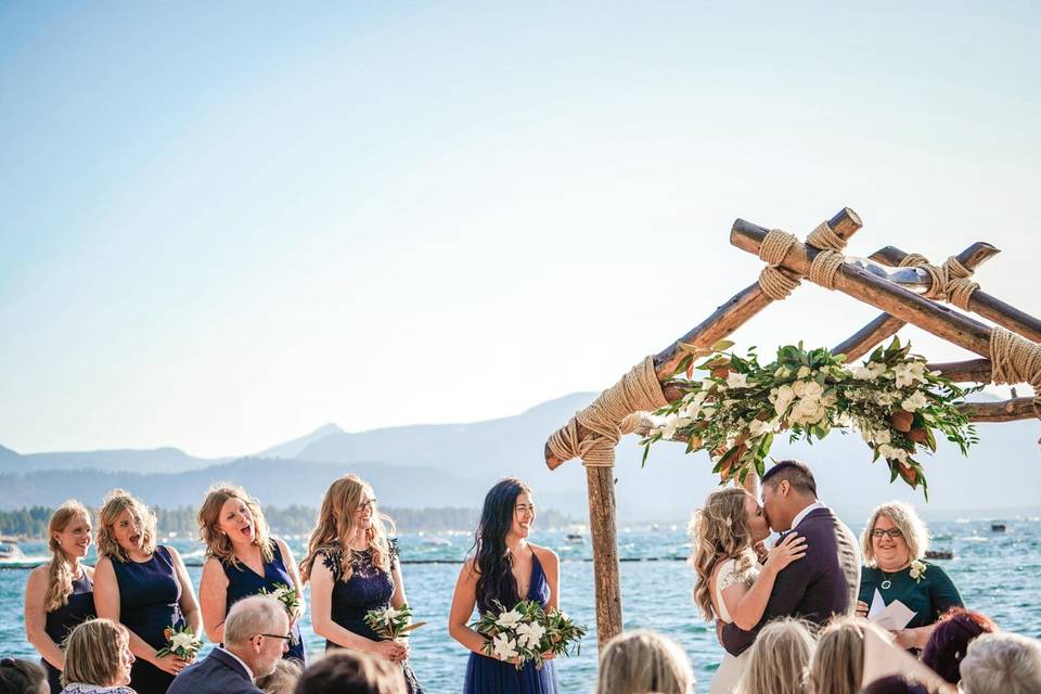 Lakeside beach wedding