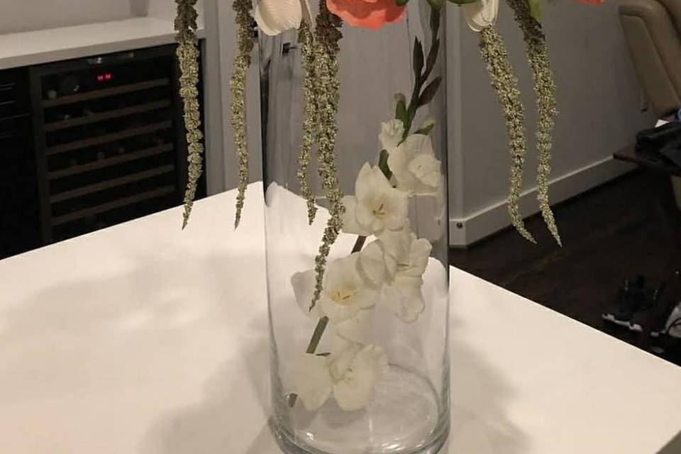 Coral tall centerpiece