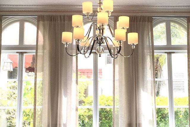 Chandelier above the table