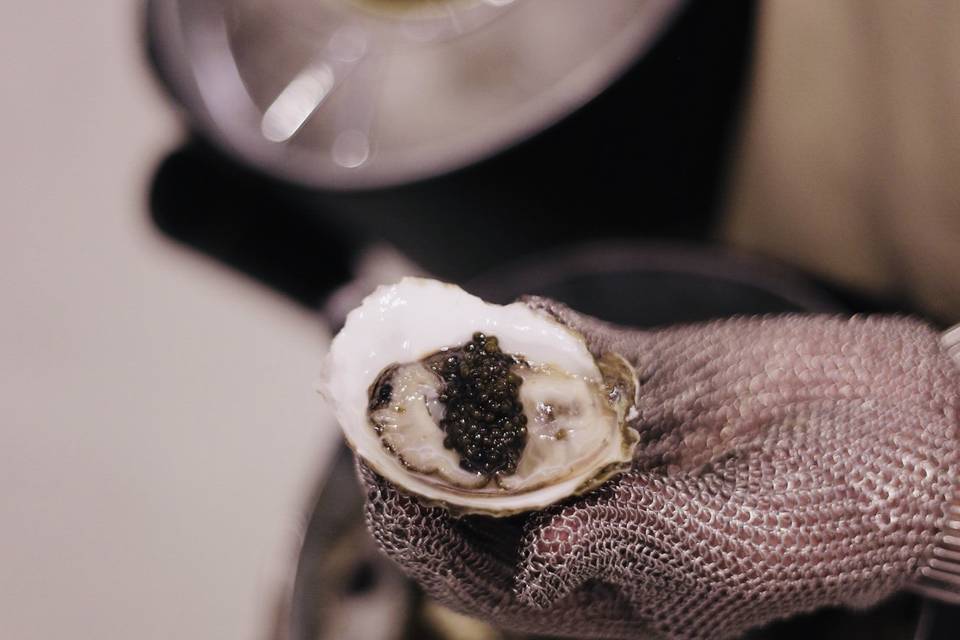 Caviar on fresh oyster