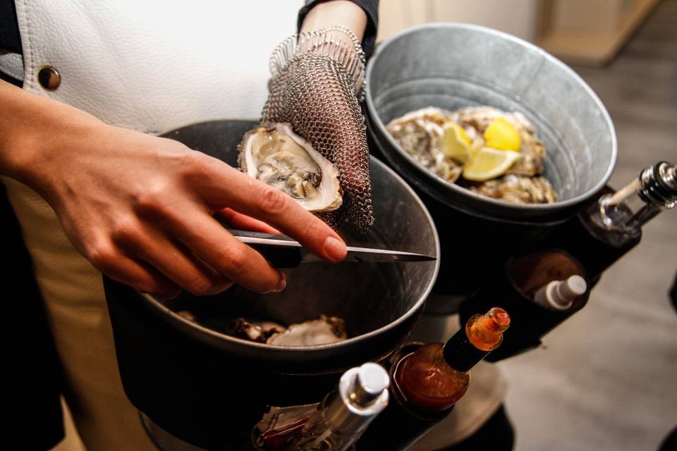 Close up shucked oyster