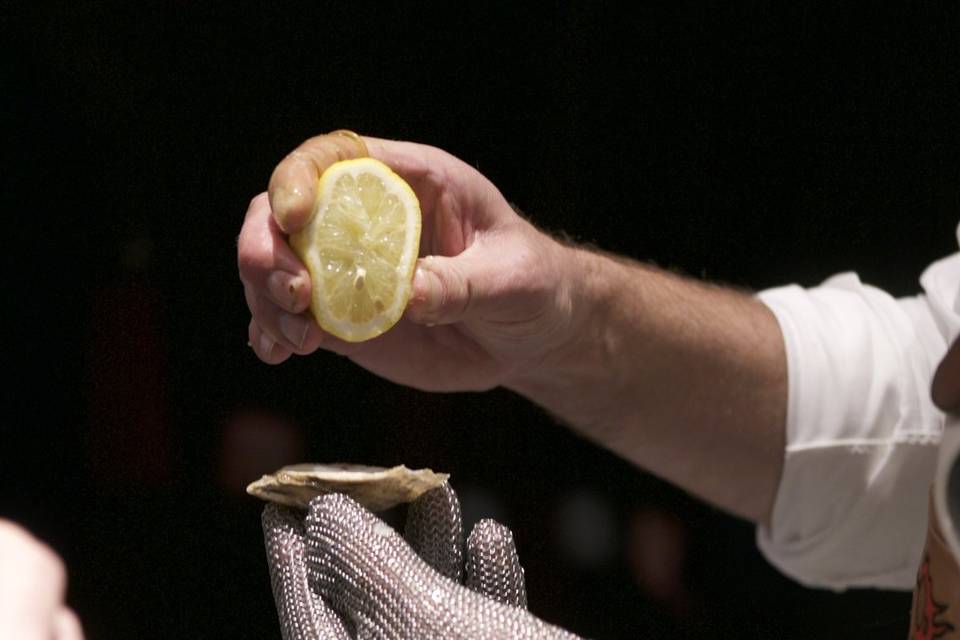 Fresh lemon on oyster