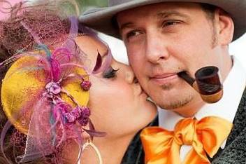 Bride kissing her groom