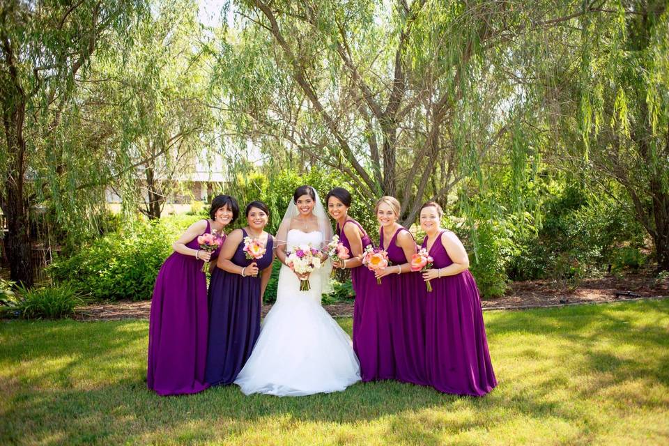 Bride and bridesmaids