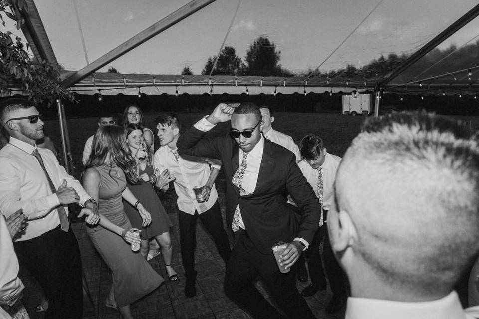 Classy dudes, partying hard.