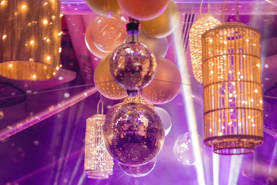 A disco tent with lanterns