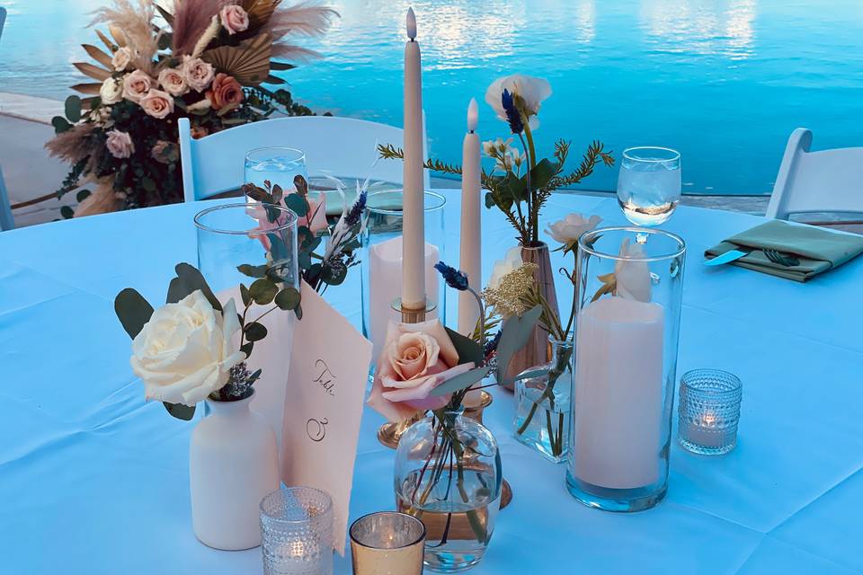Bud Vases and candles