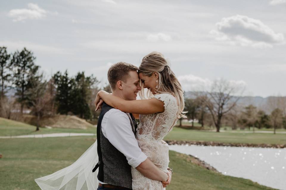 Newlyweds embrace