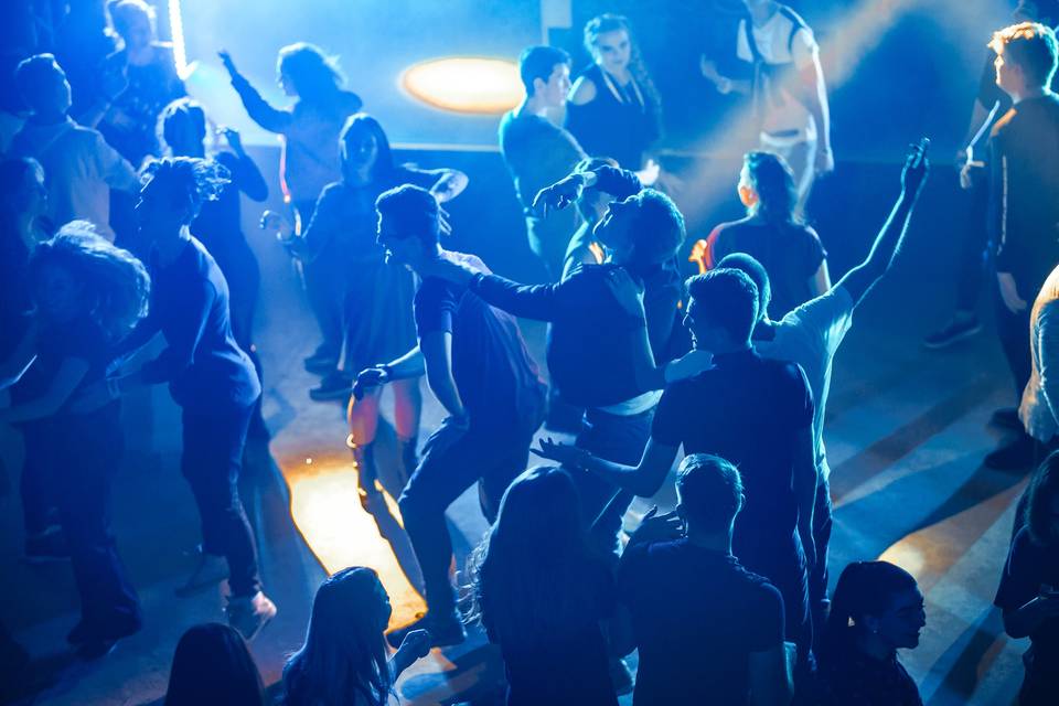 Blue dance floor lights