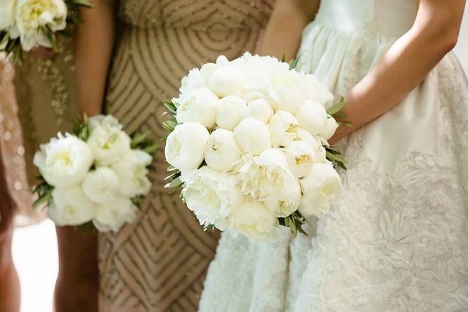 All White Peony Bouquets