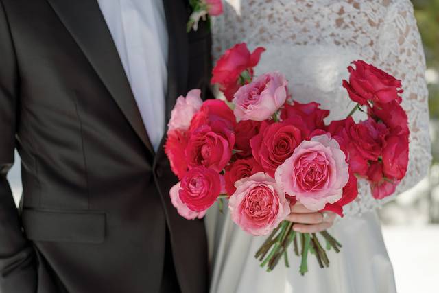 Pink winter wedding