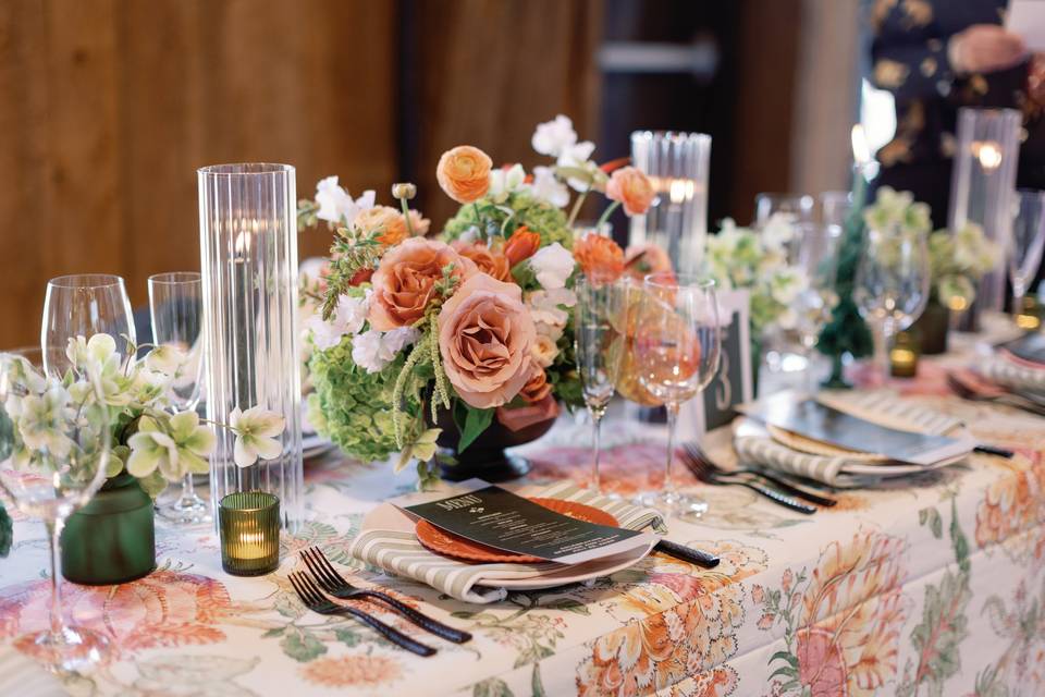 Chartreuse and peach table
