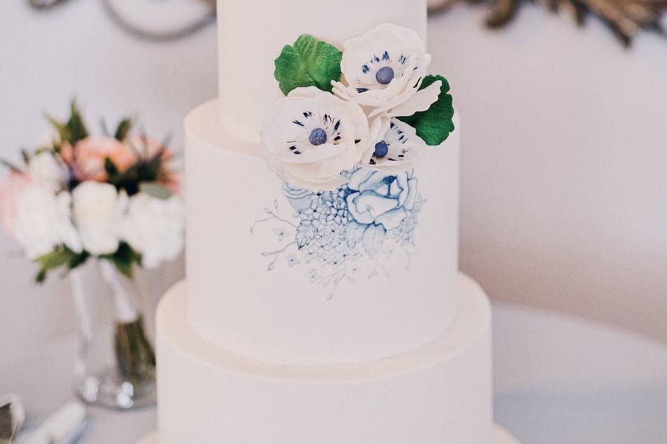Blue painted cake