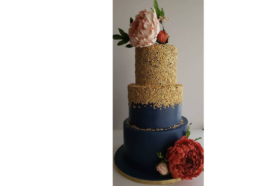 Navy, gold and sugar peonies