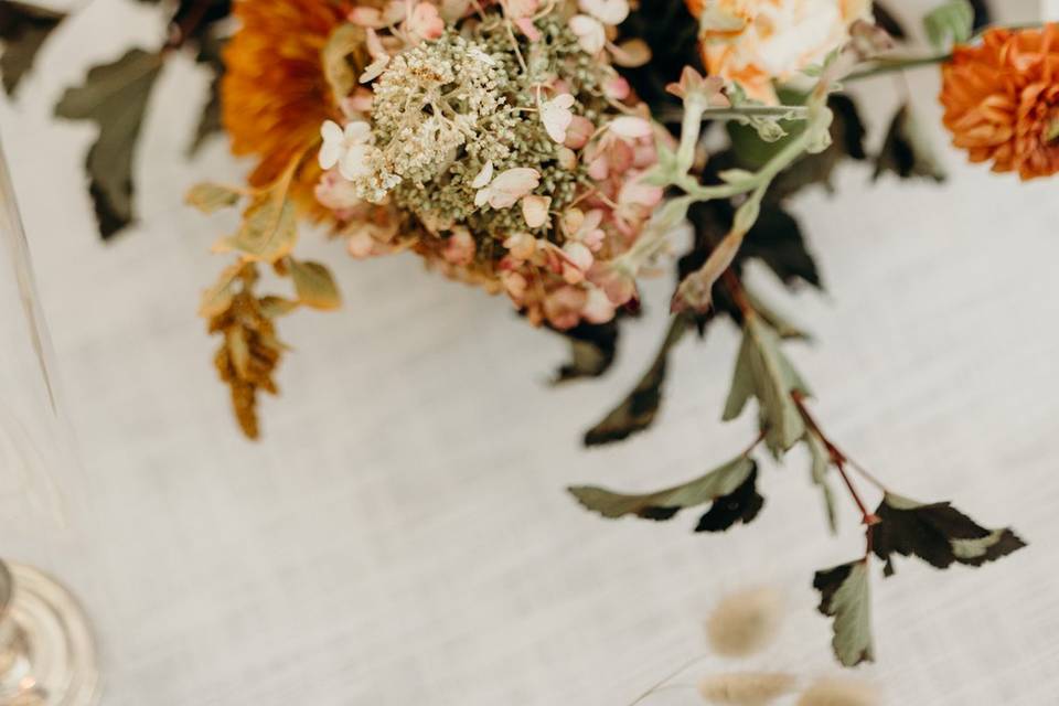 Fall color wedding florals
