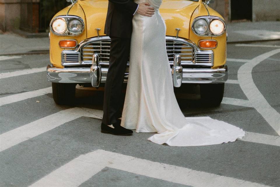 Vintage taxi wedding nyc