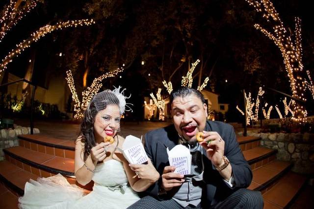 the couple eating donuts