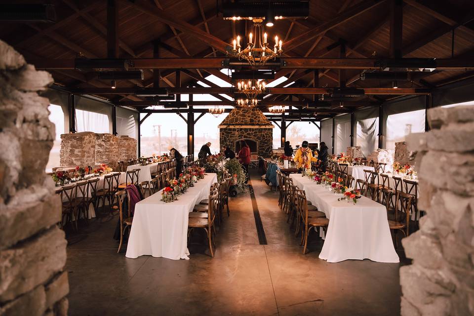 Barn Pavilion set for Dinner