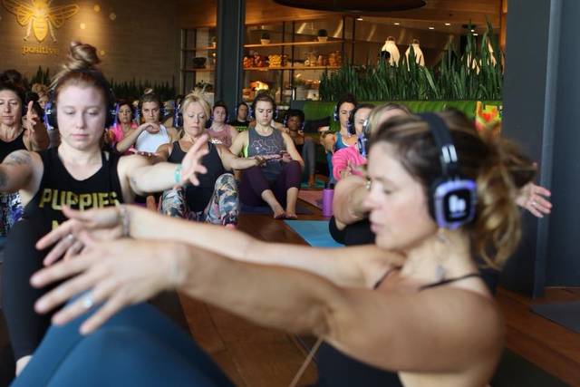 Silent disco yoga